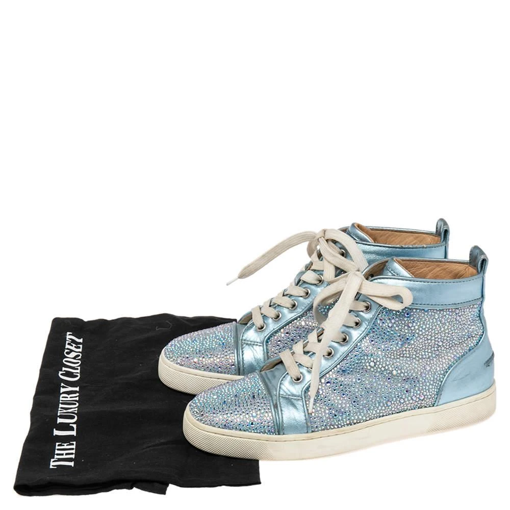 Christian Louboutin Christian Louboutin Light Blue Leather Crystals Embellished Louis Orlato High Top Sneakers Size 38 8
