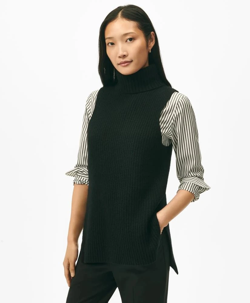 Brooks Brothers Sleeveless Ribbed Turtleneck Sweater in Wool-Cashmere 1
