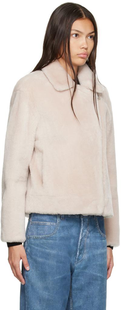 Yves Salomon - Meteo Beige Offset Shearling Jacket