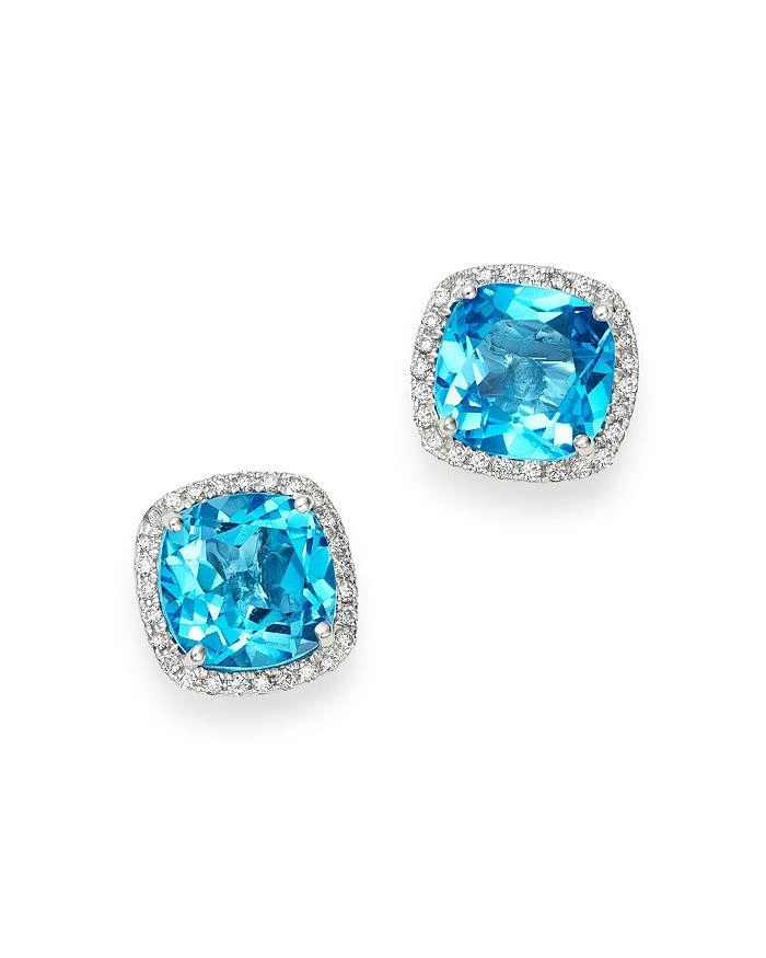 Bloomingdale's Blue Topaz & Diamond Stud Earrings in 14K White Gold - 100% Exclusive 1