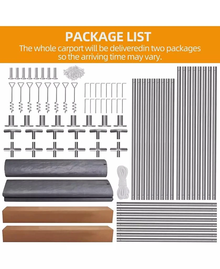 gaomon 12x20FT Portable Garage, 12
x20
 Carport Heavy Duty, Galvanized Frame 
180 g PE Waterproof Canopy, with 4 Doors (Included 2 Side Doors), and 4 Windows, for Pickup Truck, and Boat 7