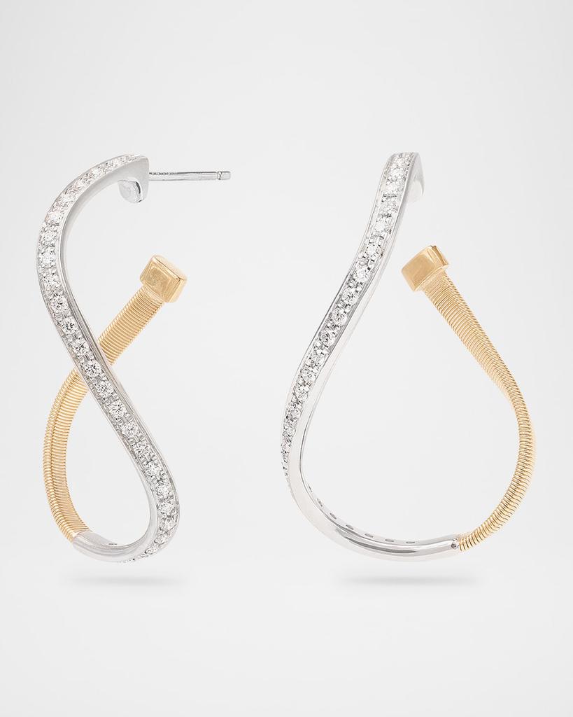 Marco Bicego Marrakech 18K Gold Twisted Irregular Diamond Earrings