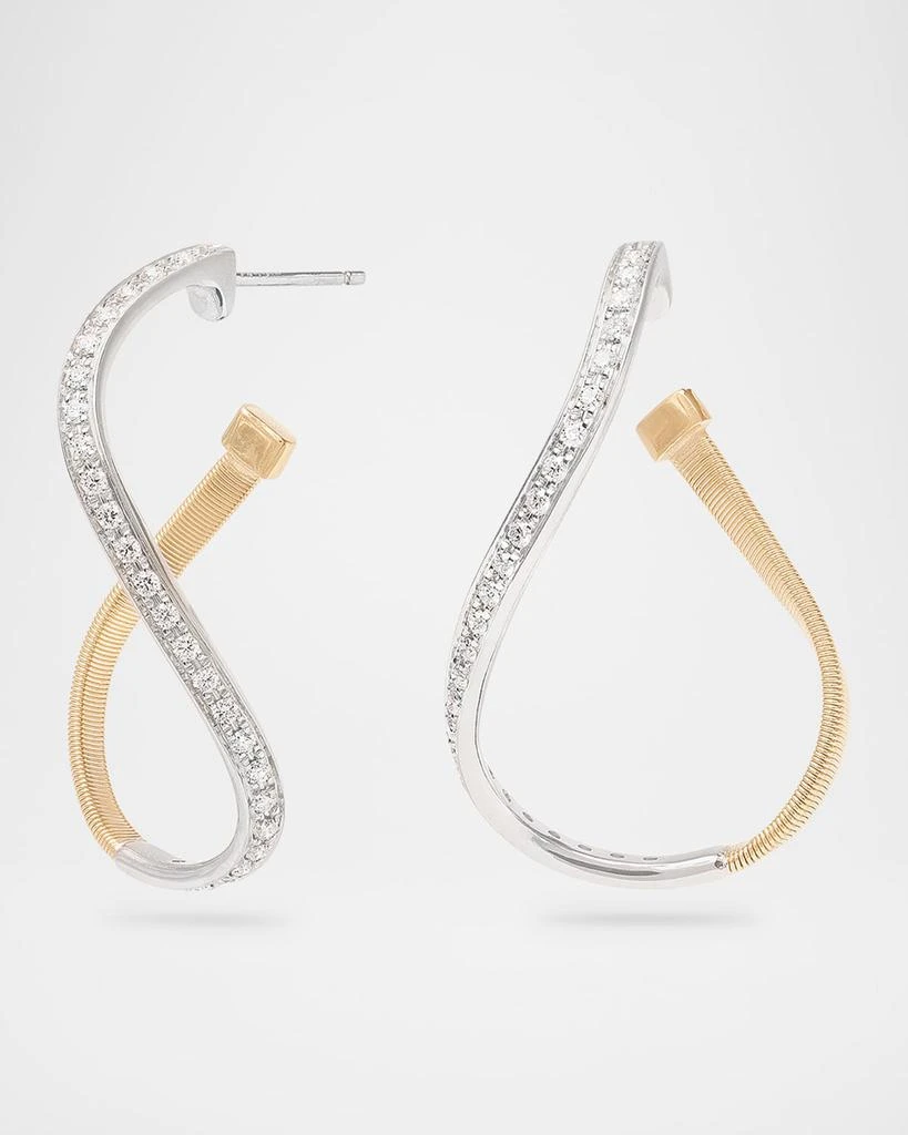 Marco Bicego Marrakech 18K Gold Twisted Irregular Diamond Earrings 1