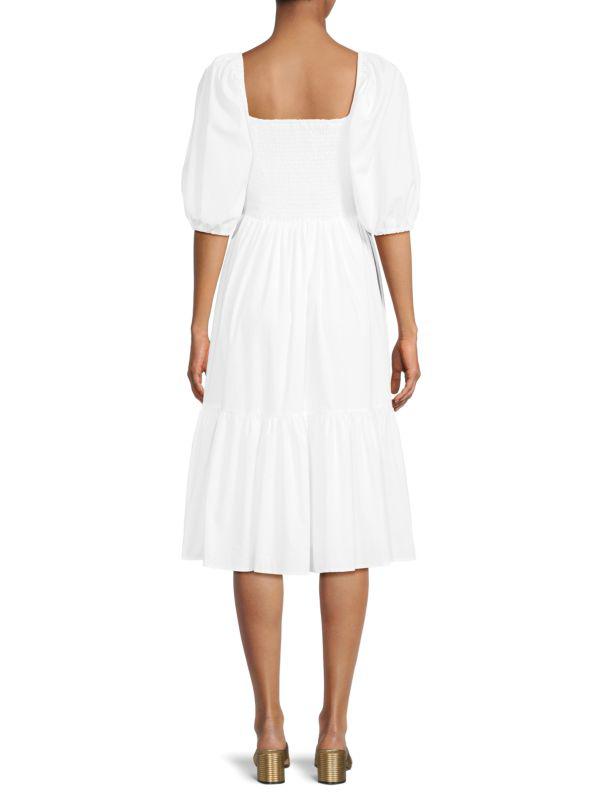 Nannette Squareneck Pleated Midi Dress