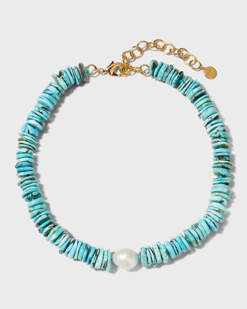 NEST Jewelry Turquoise Heishi with Baroque Pearl Necklace