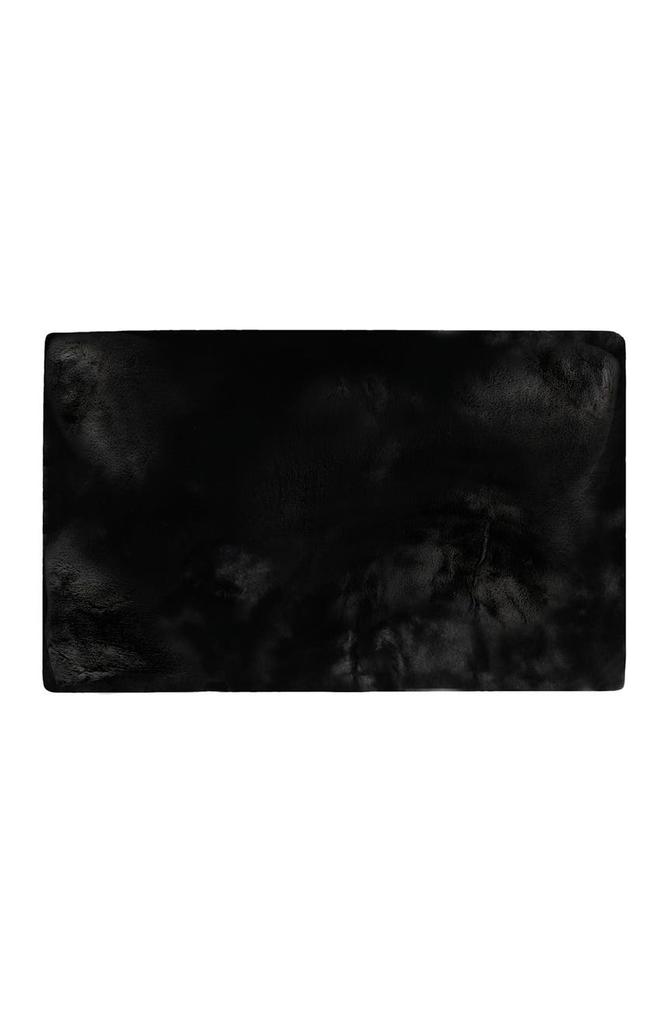LUXE Faux Fur Rectangular Throw 3' X 5' - Black