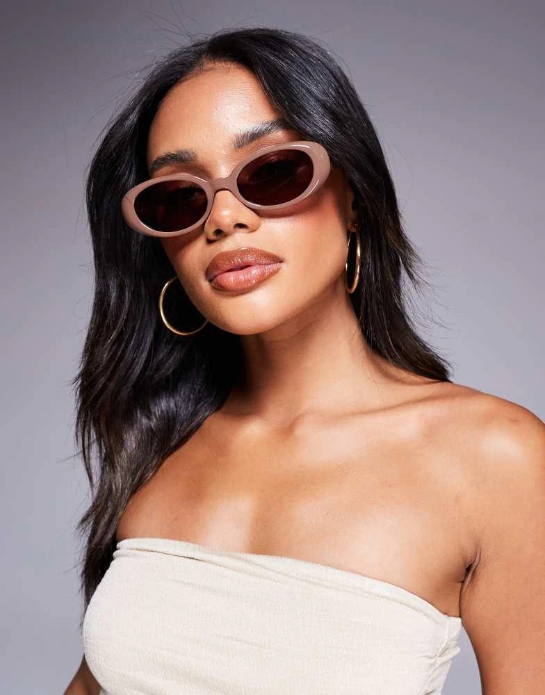 Quay Quay felt cute oval sunglasses in brown 3