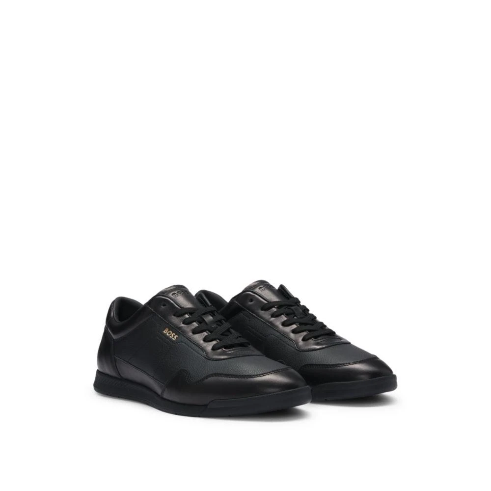 Hugo Boss Faux-leather trainers with gold-tone branding 1
