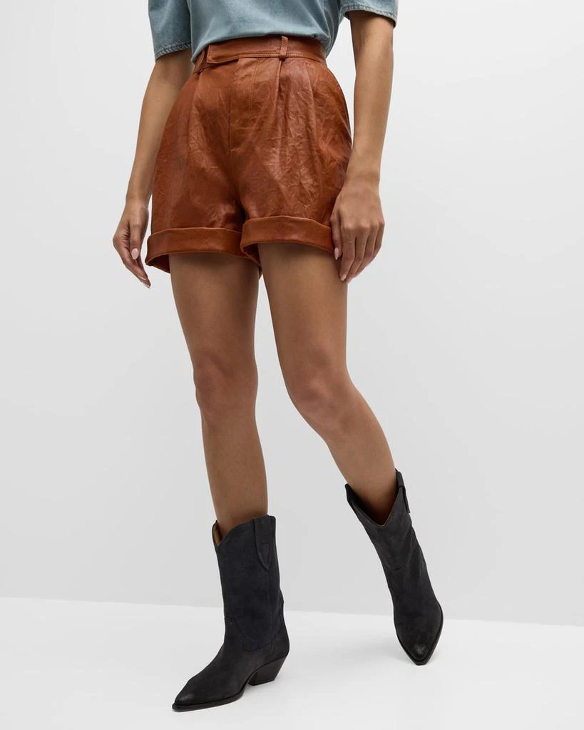 FRAME Pleated Leather Shorts 7
