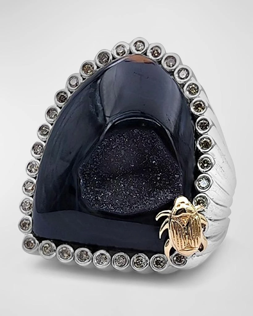 Stephen Dweck Black Druzy and Champagne Diamond Ring 3