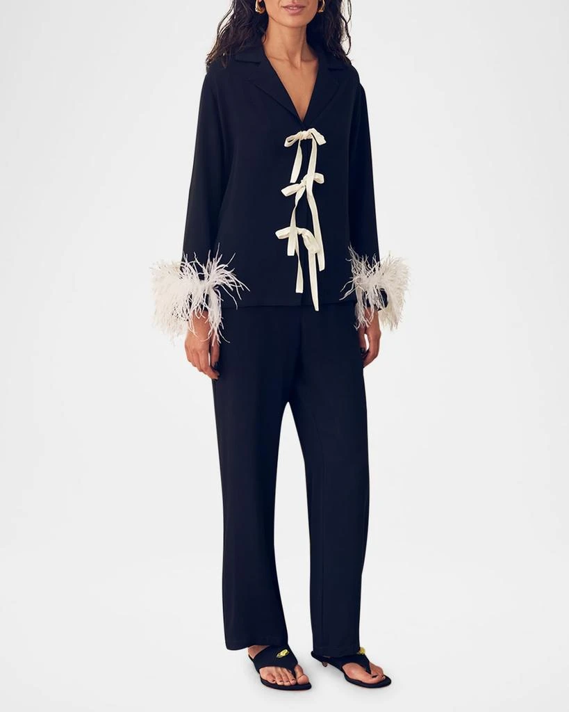Sleeper The Bow Feather-Trim Pajama Set 2