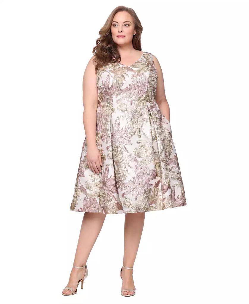 Alex Evenings Plus Size Metallic Jacquard A-Line Dress