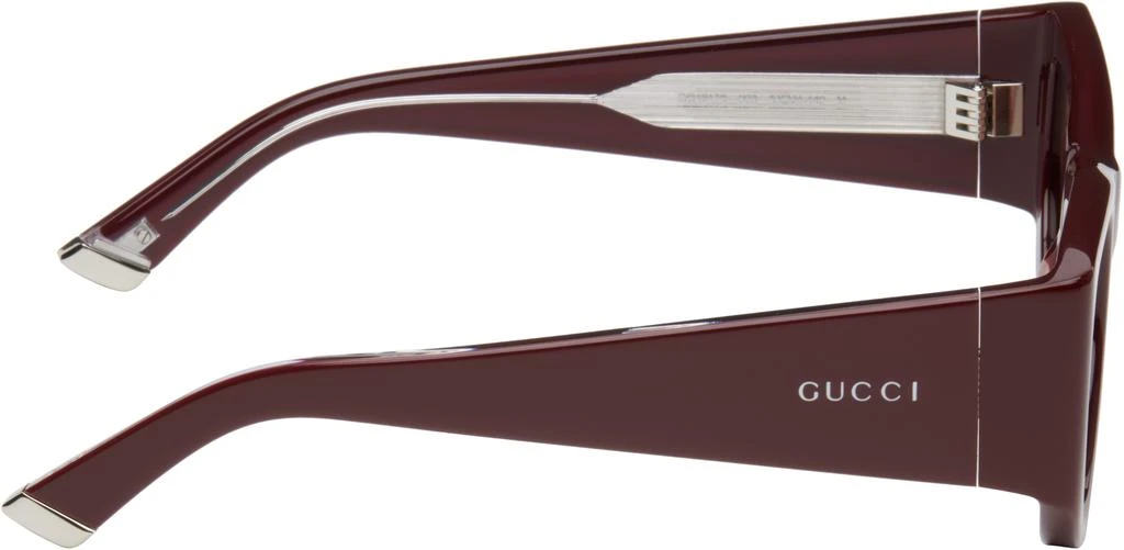 Gucci Burgundy Rectangular-Frame Sunglasses 2