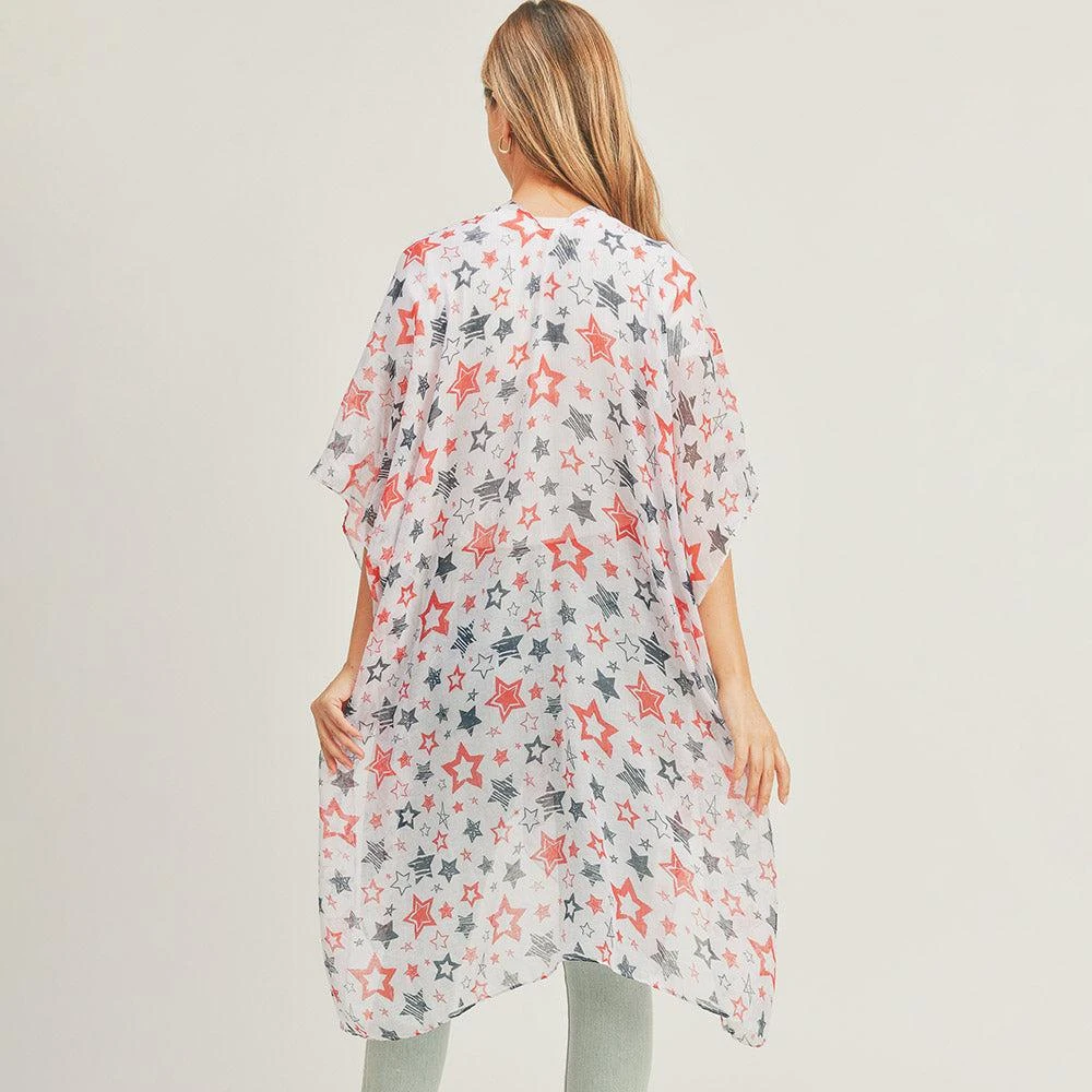 TRUEDAMES Star Patterned Cover Up Kimono Poncho 2