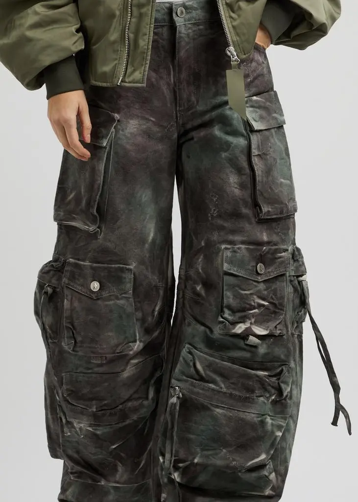 The Attico Fern printed wide-leg canvas cargo jeans 5