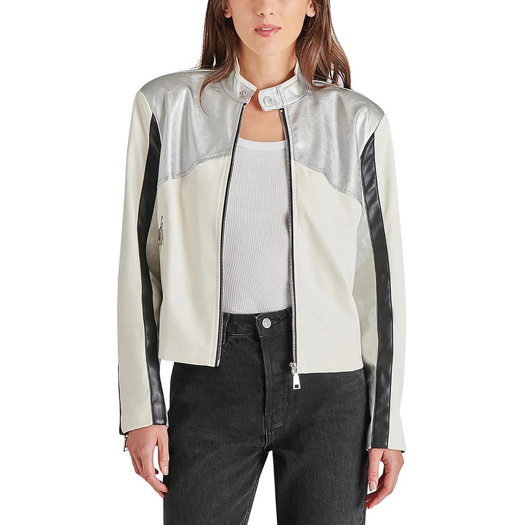 Steve Madden Helayna Womens Faux Leather Short Motorcycle Jacket 2