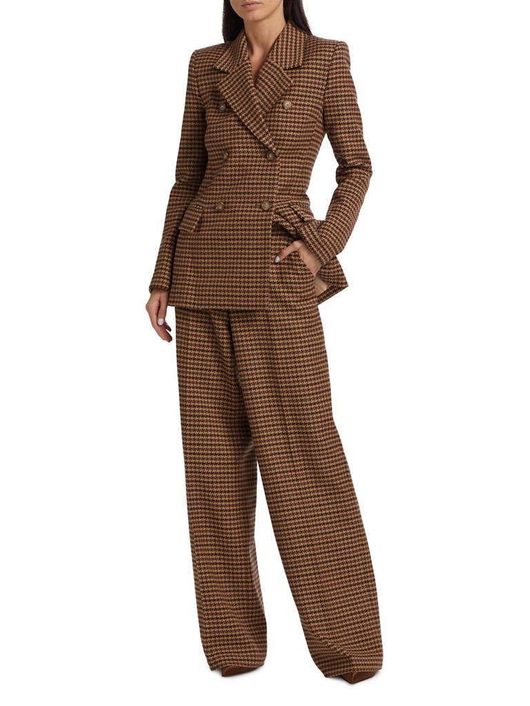 Sergio Hudson Houndstooth Wool-Blend Trousers