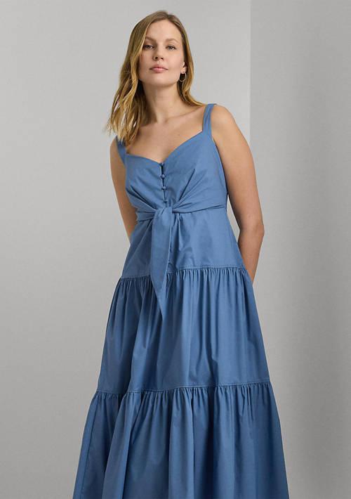 送料関税無料【LAUREN RALPH LAUREN】COTTON-BLEND TIERED DRESS Lauren Ralph Lauren, Women's, Belted Cotton-Blend Tiered