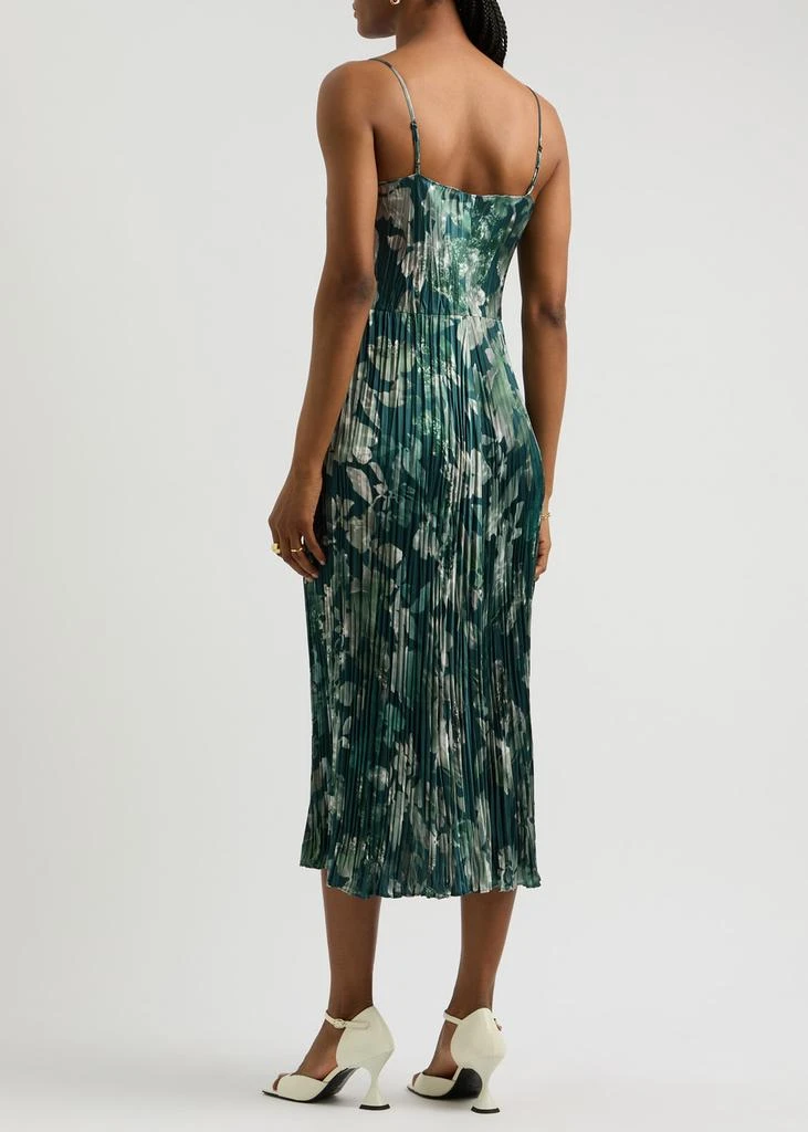 Vince Printed pliss�é satin midi dress  3