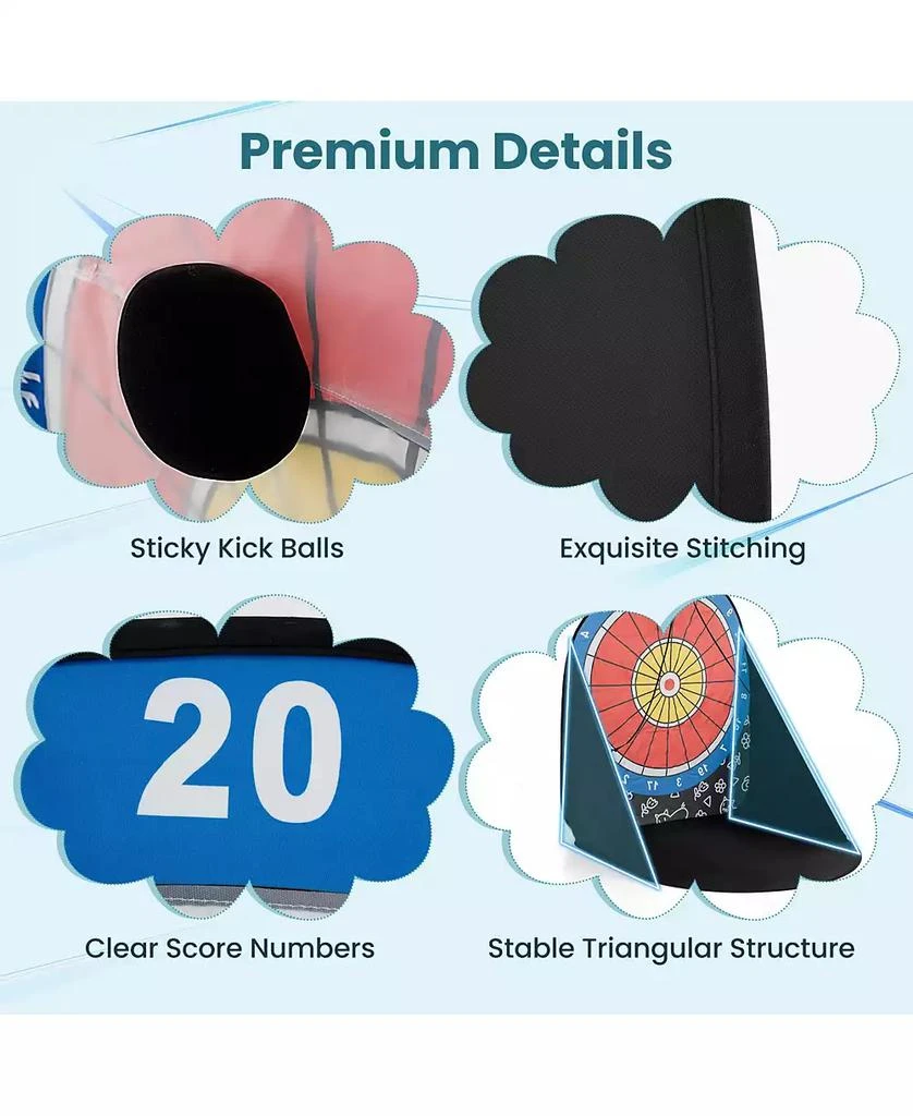 GOUUN Large Dart Board for Kids with 4 Kick Balls 7