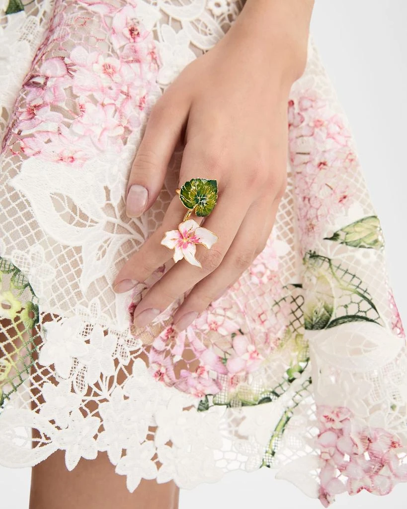 Oscar de la Renta Cyclamen and Leaf Statement Ring 2