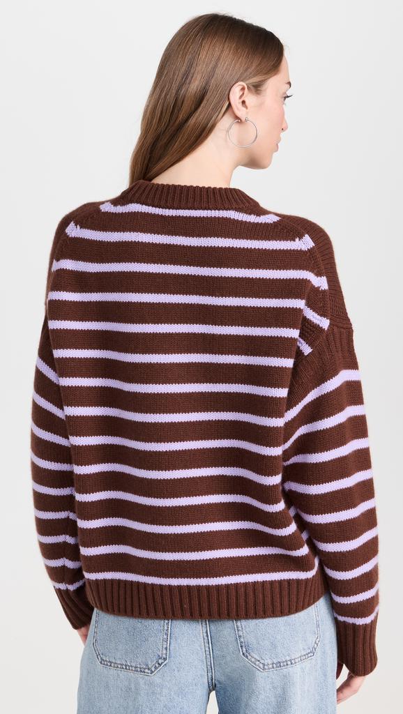 White + Warren Cashmere Blend Striped Crewneck