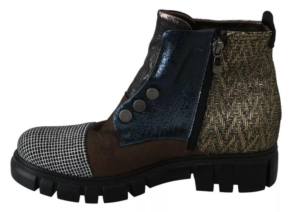 eBARRITO multi Leather Suede Zipper Ankle Boots Women's Shoes (Pre-Owned)