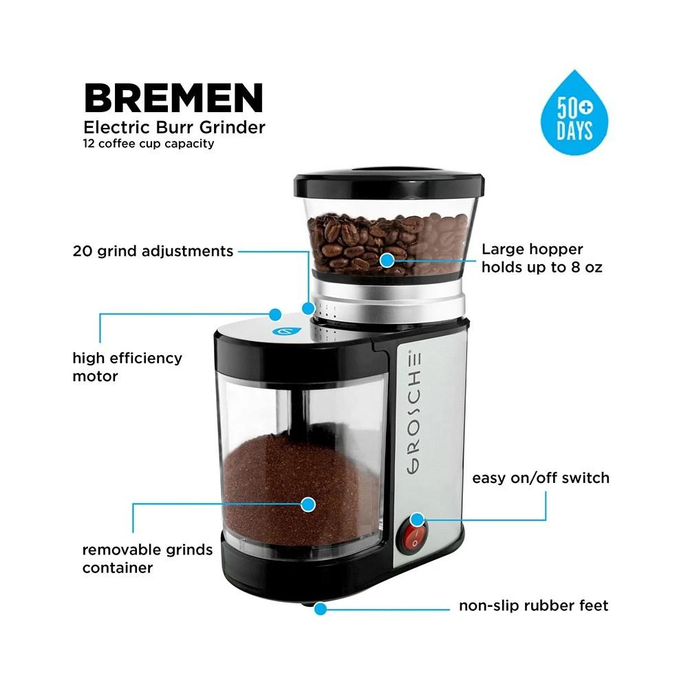 GROSCHE BREMEN Burr Electric Coffee Grinder 3