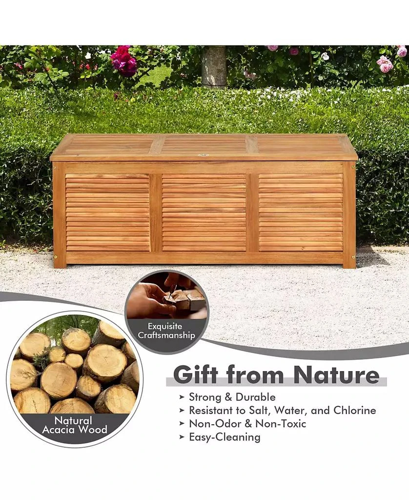 GOUUN 47 Gallon Acacia Wood Storage Bench Box for Patio Garden Deck 9