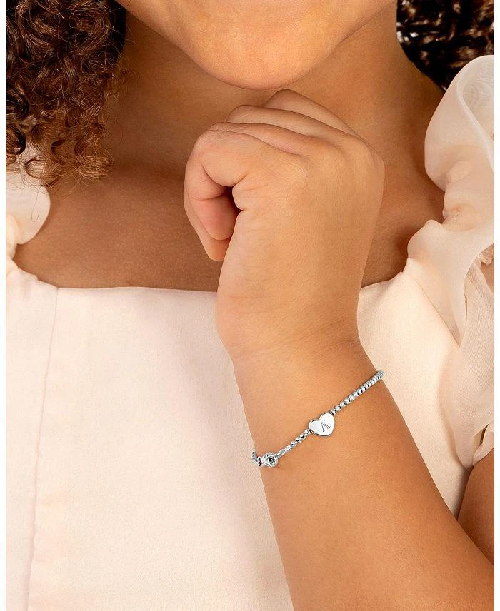 Tiny Blessings Girls' Sterling Silver Dainty Heart & Engraved Initial 5.25" Bracelet - Baby, Little Kid 2