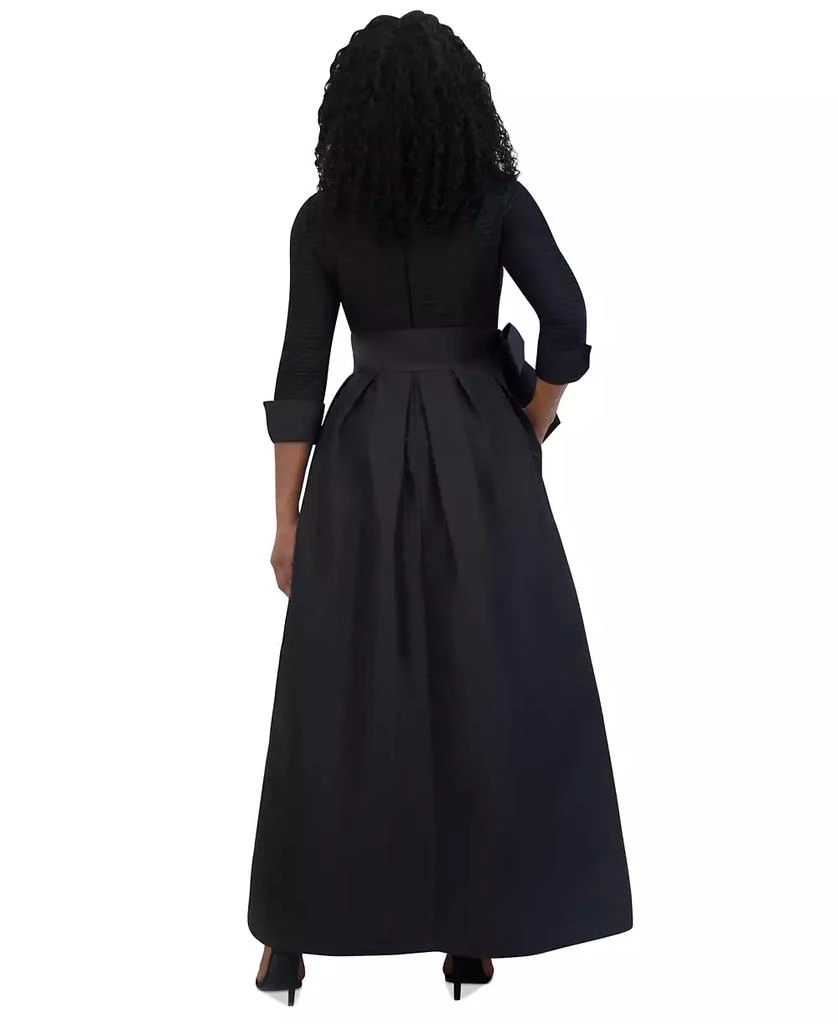 Jessica Howard Petite Mixed-Media Tie-Waist Ball Gown 2