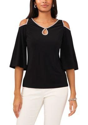 MSK Womens Cold Shoulder Keyhole Neck Top 1