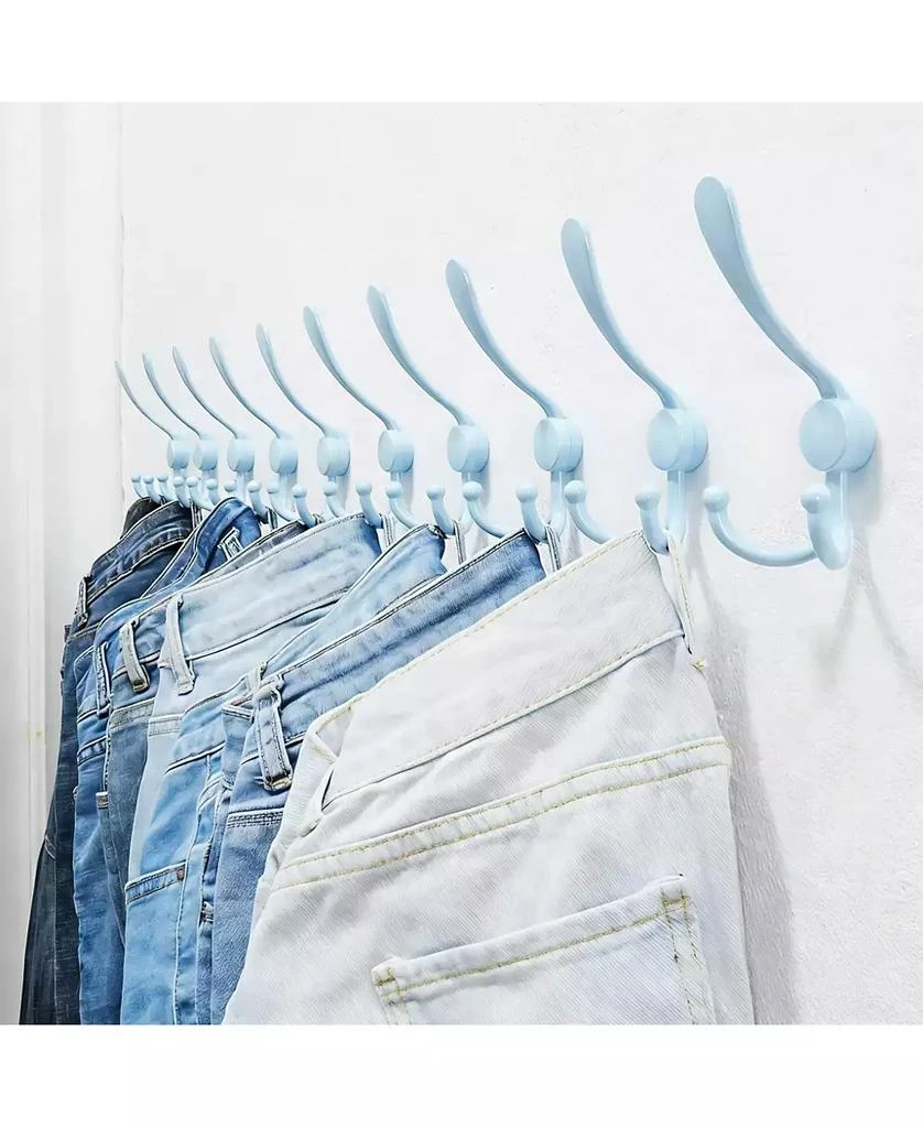 YIGII Durable Stainless Steel 5-Tri Hook Wall Rack for Hats, Coats, Towels, Blue 2