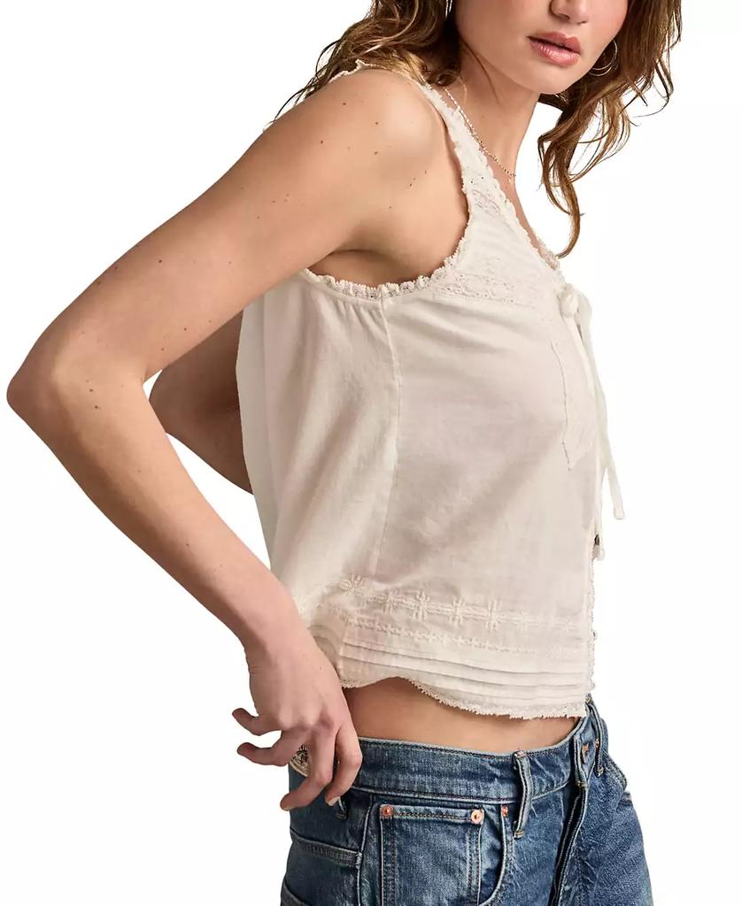 Lucky Brand Women's Cotton Lace-Trim Swing Tank Top