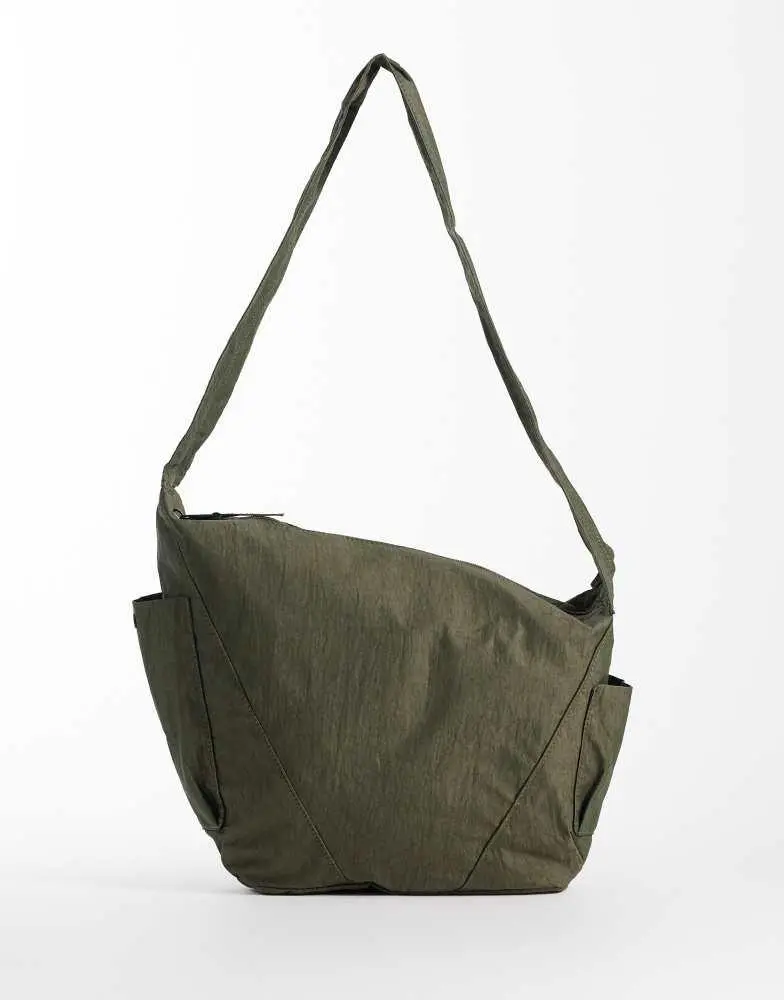ASOS ASOS DESIGN nylon crossbody bag in olive green