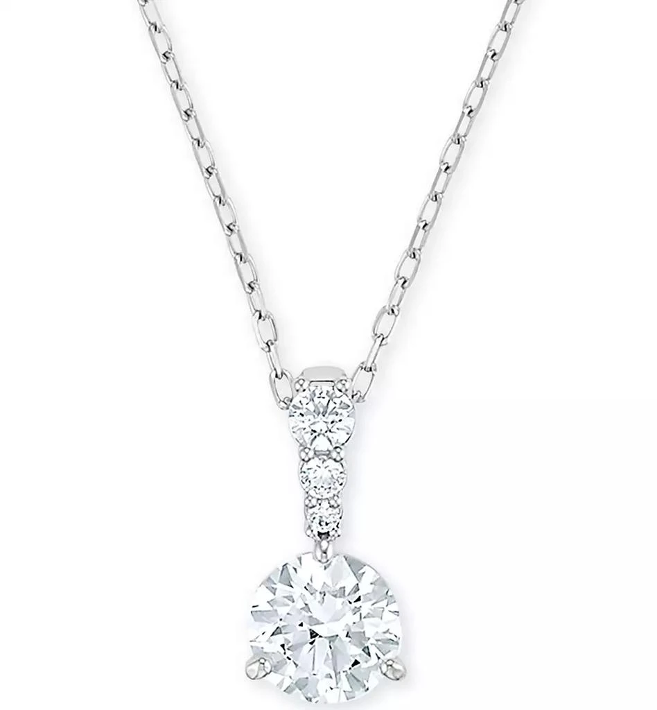 Swarovski Silver-Tone Crystal Solitaire Pendant Necklace, 14-7/8" + 2" extender 1