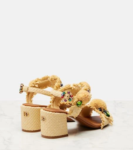 Dolce
Gabbana Embellished raffia-effect sandals 2