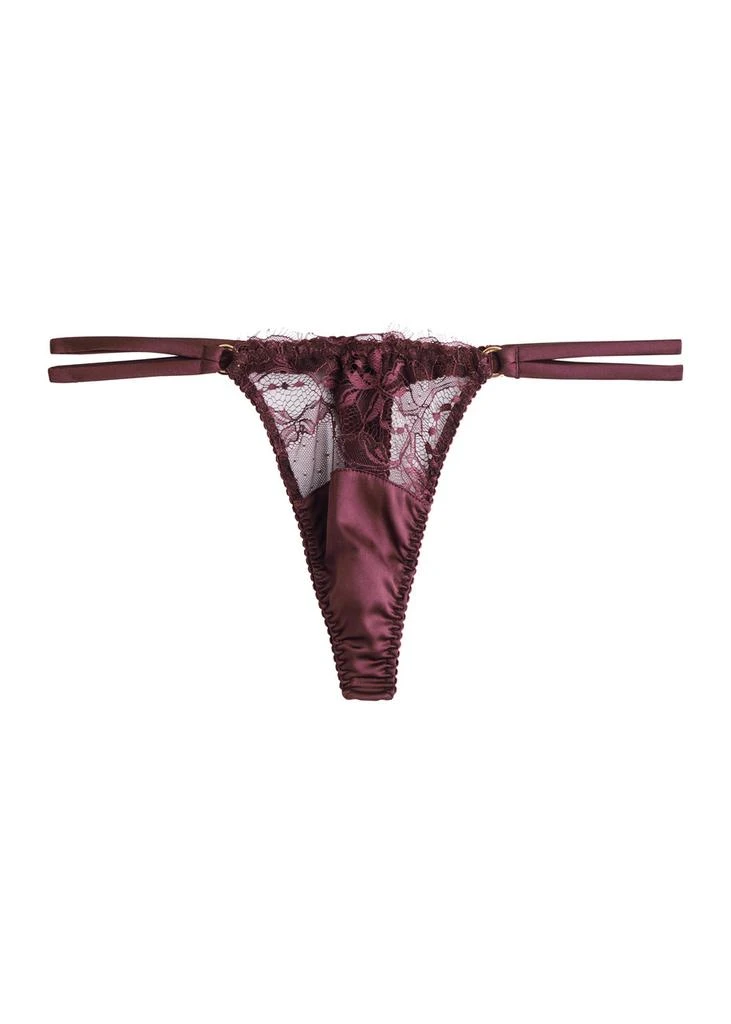FLEUR OF ENGLAND Eliza lace and silk-blend thong 1