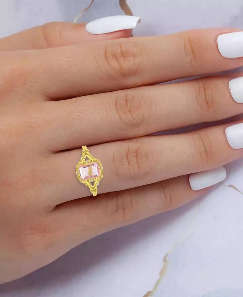 Macy
s Diamond (0.017 ct. t.w.) 
Morganite (1.55 ct. t.w.) Quartz Ring in 10k Yellow Gold 4