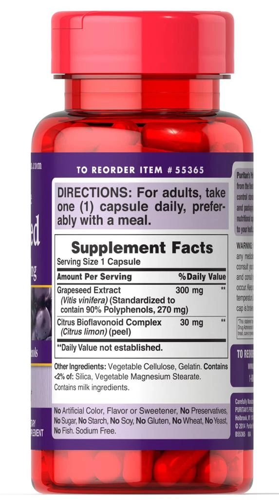 Puritan's Pride Grapeseed Extract 300 mg 100 Capsules 5