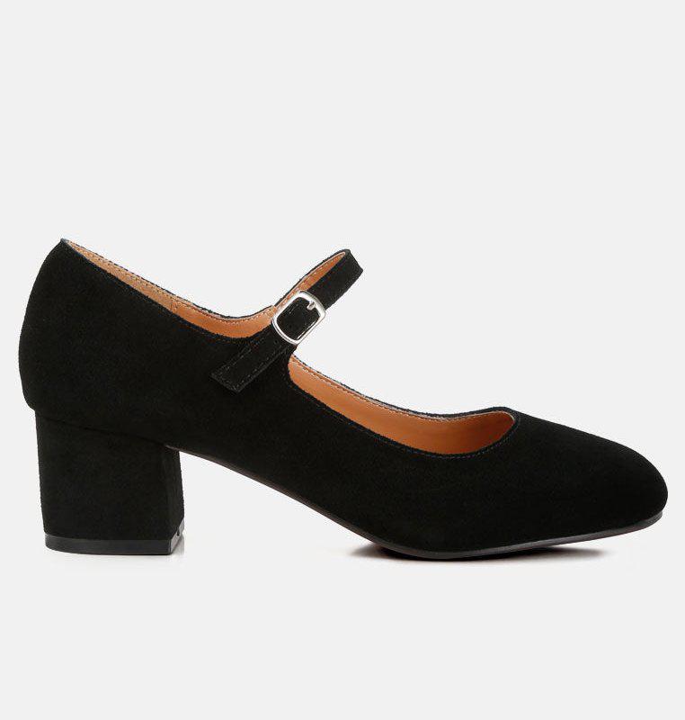 Rag & Co Dallin Suede Block Heel Mary Janes In Black