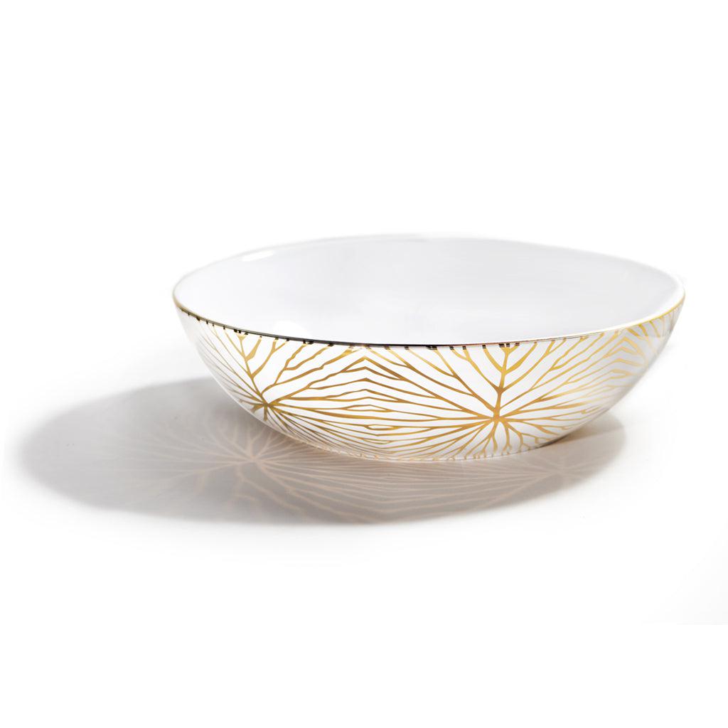 ANNA New York Talianna Lilypad Low Bowl, White w/Gold