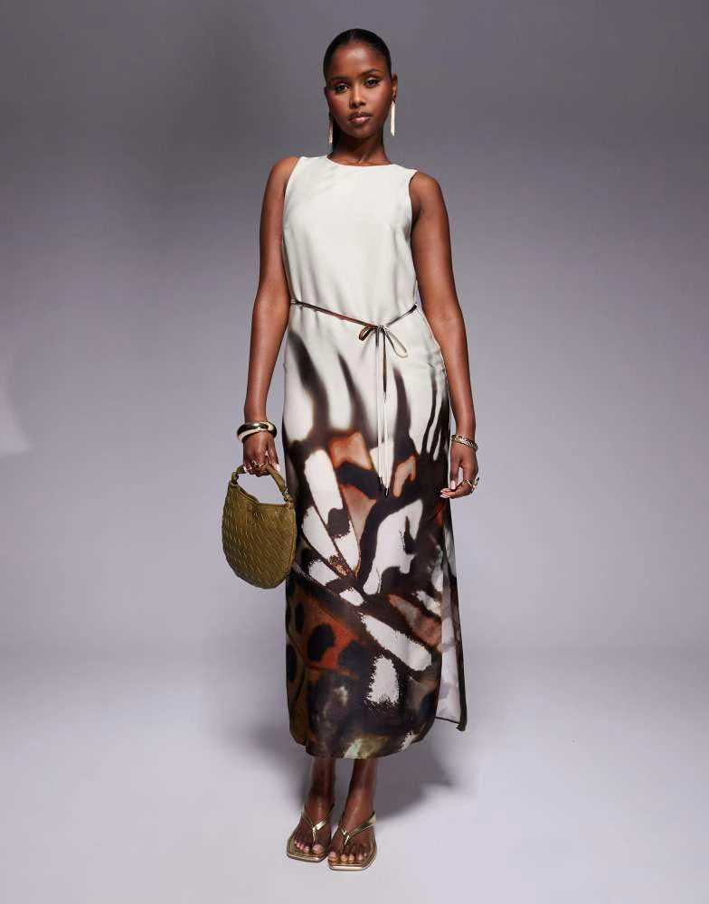 white christmas dresses Asos Design Long Sleeve Mini Shirt Dress In Cream Ditsy Floral main image 0