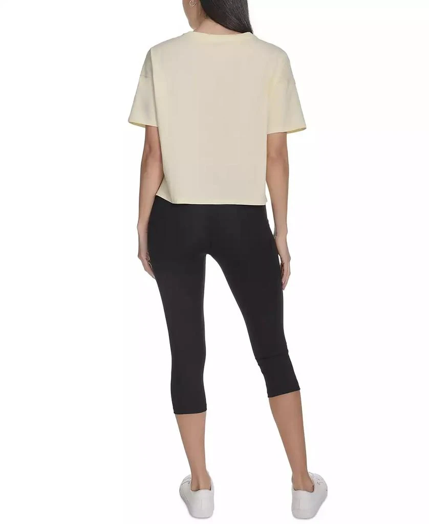 Calvin Klein Women's Glitter Logo High-Low Cropped Tee