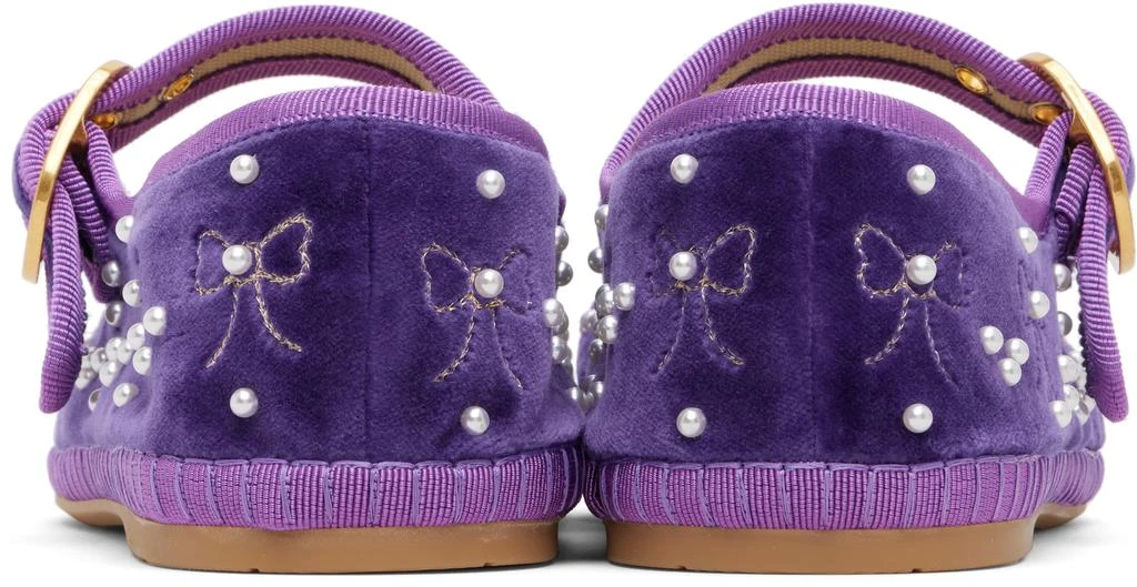 Valentino Purple Mary-Jane Endouce Velvet Ballerina Flats 2