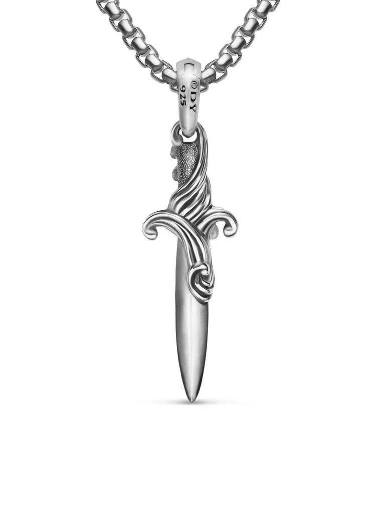 David Yurman Waves Dagger Amulet in Sterling Silver with Black Diamonds, 31MM 3