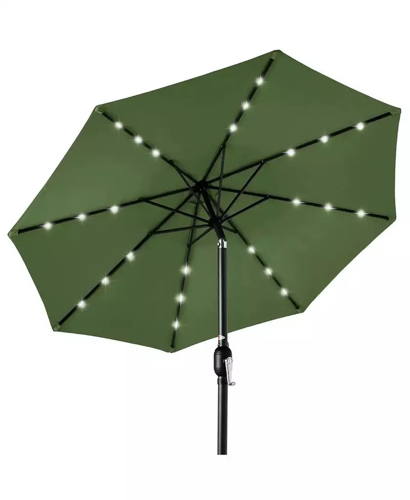 Best Choice Products 10ft Solar LED Lighted Patio Umbrella w/ Tilt Adjustment, UV-Resistant Fabric