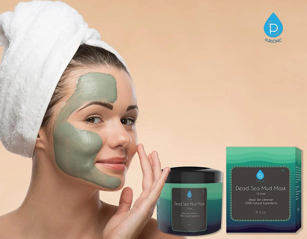 PURSONIC Dead Sea Mud Mask For Face, Acne, Oily Skin & Blackheads, 100% Natural For Younger Looking Skin 8oz 1