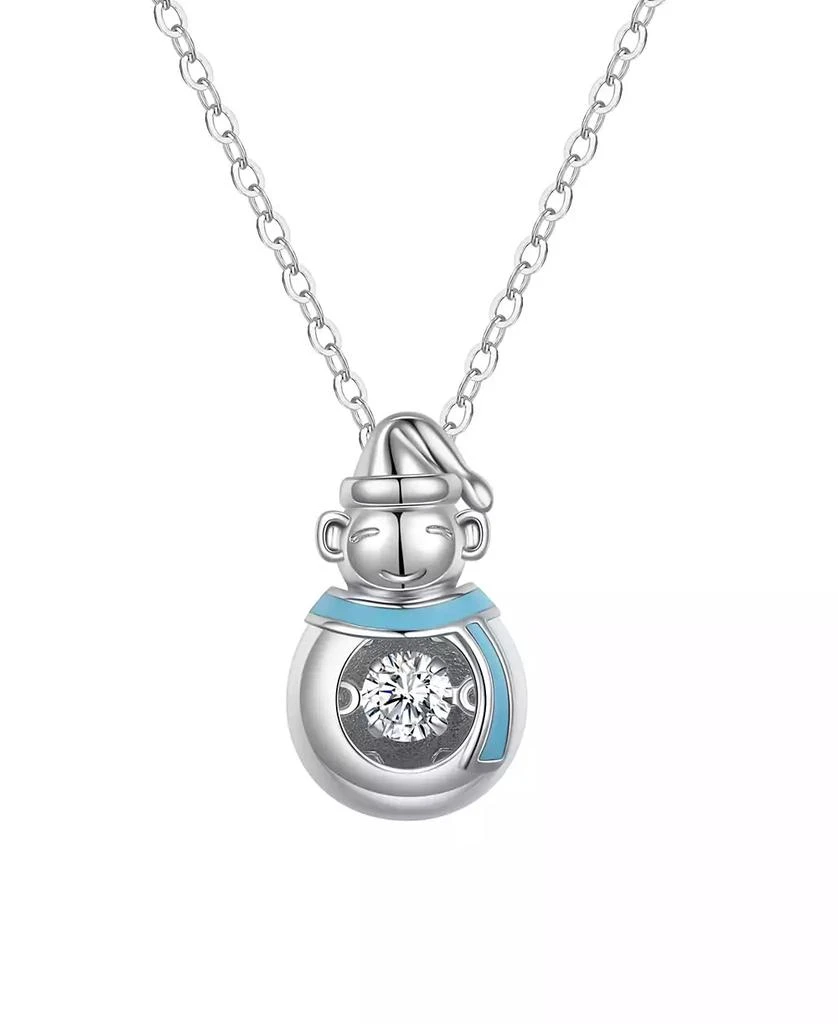 Macy's Cubic Zirconia Enamel Snowman Pendant Necklace 1