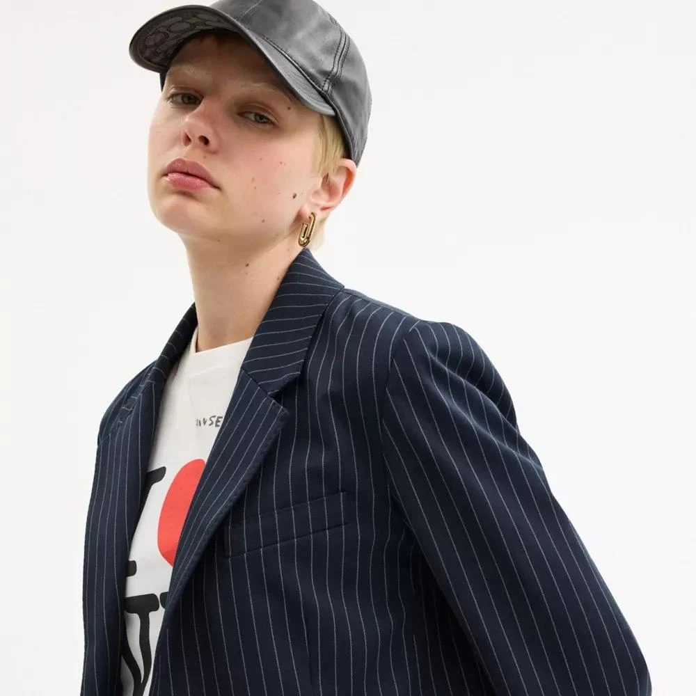 Coach Single Breasted Pinstripe Blazer 4